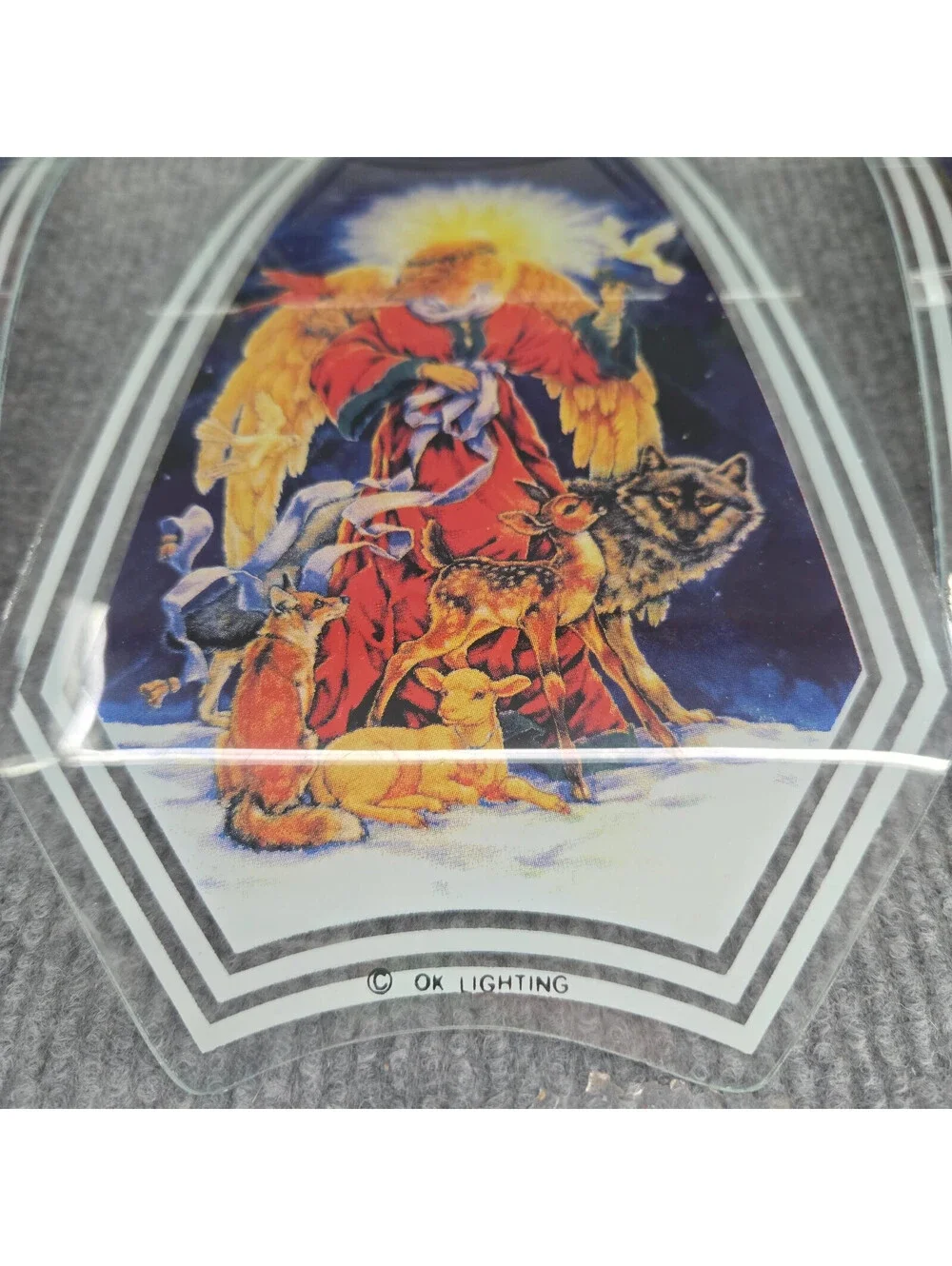 OK Lighting Angel/Animals Glass Lamp Shade Panels Set of 6